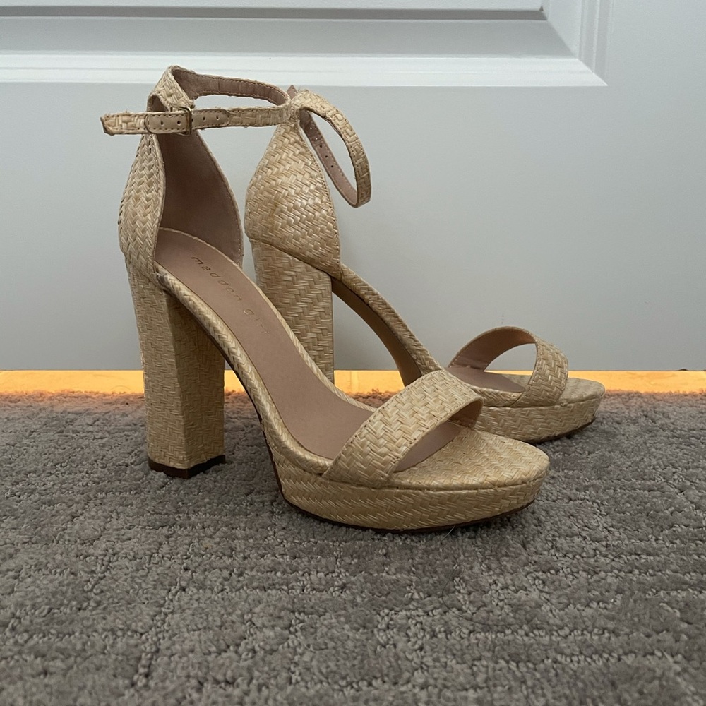 Madden Girl Platform Block Heel Raffia